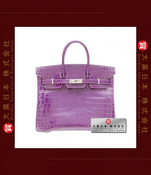 HERMES BIRKIN 25 (Brand-new) - Violet / Purple, Niloticus crocodile skin, Phw