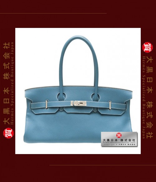 HERMES JPG SHOULDER BIRKIN (Pre-owned) - Blue jean, Clemence leather, Phw