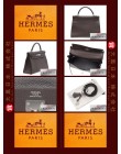 HERMES KELLY 32 (Pre-owned) retourne, Chocolat/Chocolate, Clemence leather, Phw