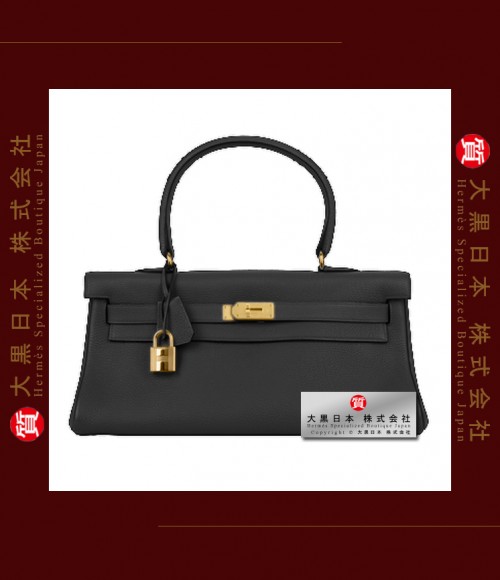HERMES SHOULDER KELLY 42 (Pre-owned) retourne, Black, Togo leather, Ghw