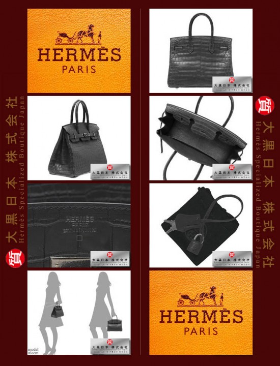 HERMES SO-BLACK BIRKIN 30 (Pre-owned) Matt alligator crocodile skin, Black hardware