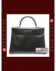 HERMES SO-BLACK KELLY 35 (Pre-owned) retourne, Black Box calf leather, Black hardware